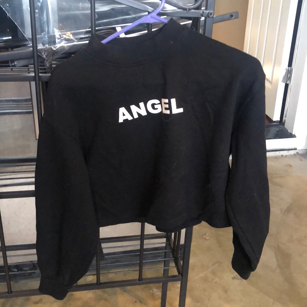 Black angel crop sweater